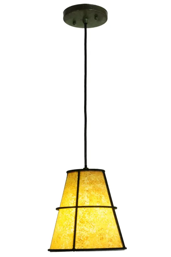 Designed with a cone shaped profile and architectural styling, this appealing ceiling fixture defines a sophisticated aesthetic. This pendant features a distinctive Handpainted Parchment shade, which is enhanced with a decorative frame and hardware featured in a Weathered Brass finish. Handcrafted by highly skilled artisans in our manufacturing facility in Upstate New York, this transitional styled pendant is available in a wide range of custom choices including various designs, colors, sizes and dimmable energy efficient lamping options such as LED. This fixture is UL and cUL listed for damp and dry locations. Collection: Cilindro Finish: Weathered Brass Glass: Parchment Width: 8.00" Height: 25.50" Length: 8.00" Weight: 3.00 lb Extension from Wall: 6.00" Number of Bulbs: 1 Maximum Wattage: 12.00 W Bulb Type: A19 Bulb Base: GU24 Light Source: LED Material: Steel Country of Origin: USA Safety Listing: Dry Safety Rating: Dry LED