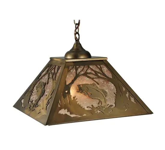 16"Sq Northwoods Leaping Bass Pendant - Image 2