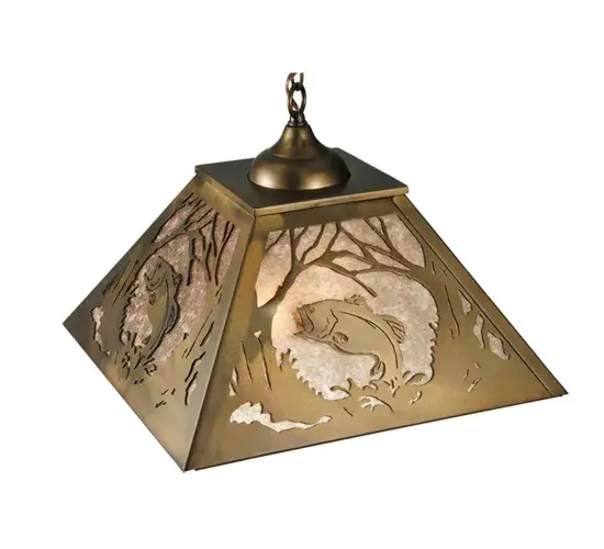 16"Sq Northwoods Leaping Bass Pendant - Image 4