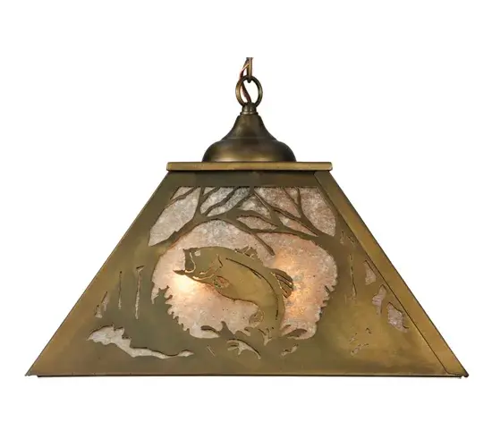 16"Sq Northwoods Leaping Bass Pendant - Image 5