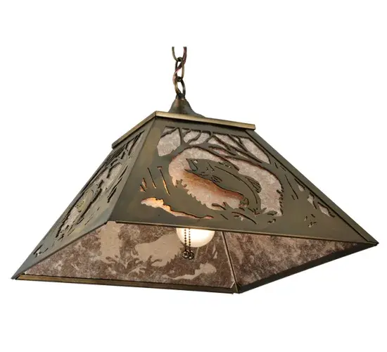 16"Sq Northwoods Leaping Bass Pendant - Image 6