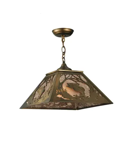 16"Sq Northwoods Leaping Bass Pendant - Image 8