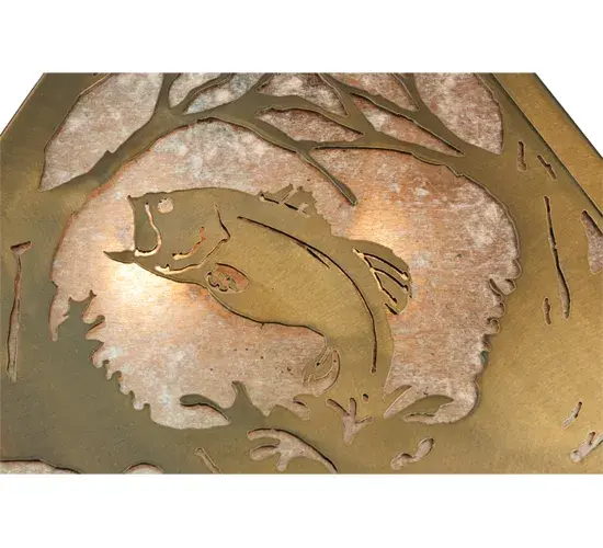 16"Sq Northwoods Leaping Bass Pendant - Image 9