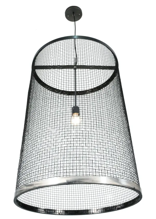 Designed with a cylindrical profile and a unique industrial look, this ceiling pendant features a distinctive aesthetic. The Weave-Tex Grid shade reveals a customer-supplied Edison lamp and is enhanced with a rugged steel frame and hardware featured in a Satin Clear finish. Handcrafted in the USA, this fixture is available in custom colors, styles and sizes, as well as dimmable energy efficient lamping options such as LED. The pendant is UL and cUL listed for damp and dry locations. Collection: Cilindro Finish: Steel Glass: Grey Width: 24.00" Height: 45.00" Length: 24.00" Weight: 20.00 lb Number of Bulbs: 1 Maximum Wattage: 60.00 W Bulb Type: A19 Bulb Base: E26 Light Source: LED Material: Steel Country of Origin: USA Safety Listing: Damp Safety Rating: Damp LED
