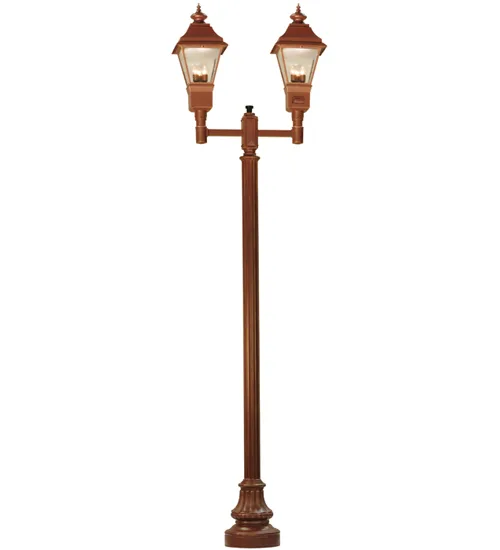 46" Long Carefree 2 Lantern Outdoor Street Lamp