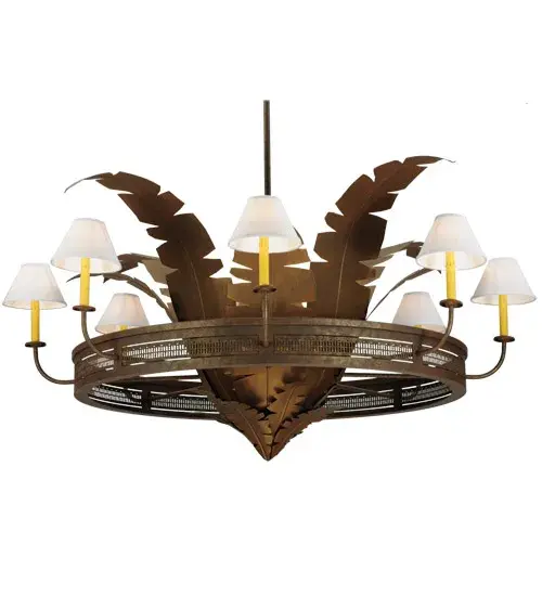 60" Wide Banana Bamboo 6 Light Chandelier - Image 1