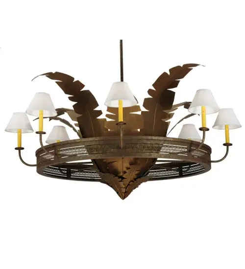 60" Wide Banana Bamboo 6 Light Chandelier - Image 2