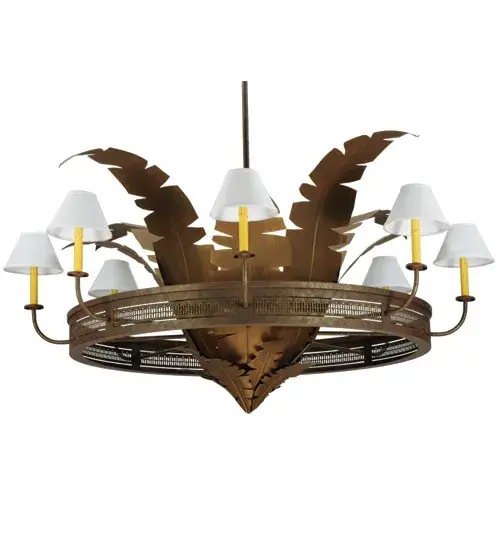 60" Wide Banana Bamboo 6 Light Chandelier - Image 3