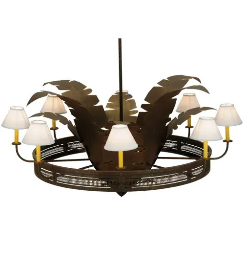 60" Wide Banana Bamboo 6 Light Chandelier - Image 4