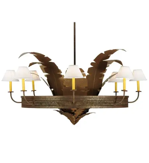 60" Wide Banana Bamboo 6 Light Chandelier - Image 5