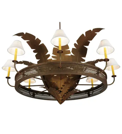 60" Wide Banana Bamboo 6 Light Chandelier - Image 6