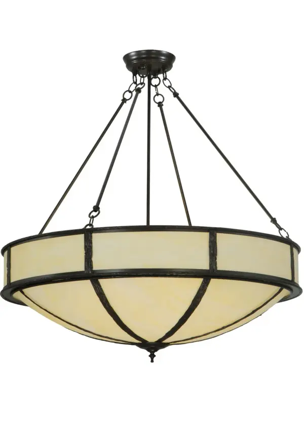 Every Meyda Tiffany item is a unique handcrafted work of art. Natural variations in the wide array of materials that we use to create each Meyda product make every item a masterpiece of its own. Photographs are a general representation of the product. Colors and designs will vary. Collection: Lone Finish: Timeless Bronze Glass: Creme Carrare Idalight Width: 35.50" Height: 37.25" Length: 35.50" Weight: 27.00 lb Number of Bulbs: 6 Maximum Wattage: 60.00 W Bulb Type: A19 Bulb Base: E26 Material: Steel Country of Origin: USA Safety Listing: Damp Safety Rating: Damp