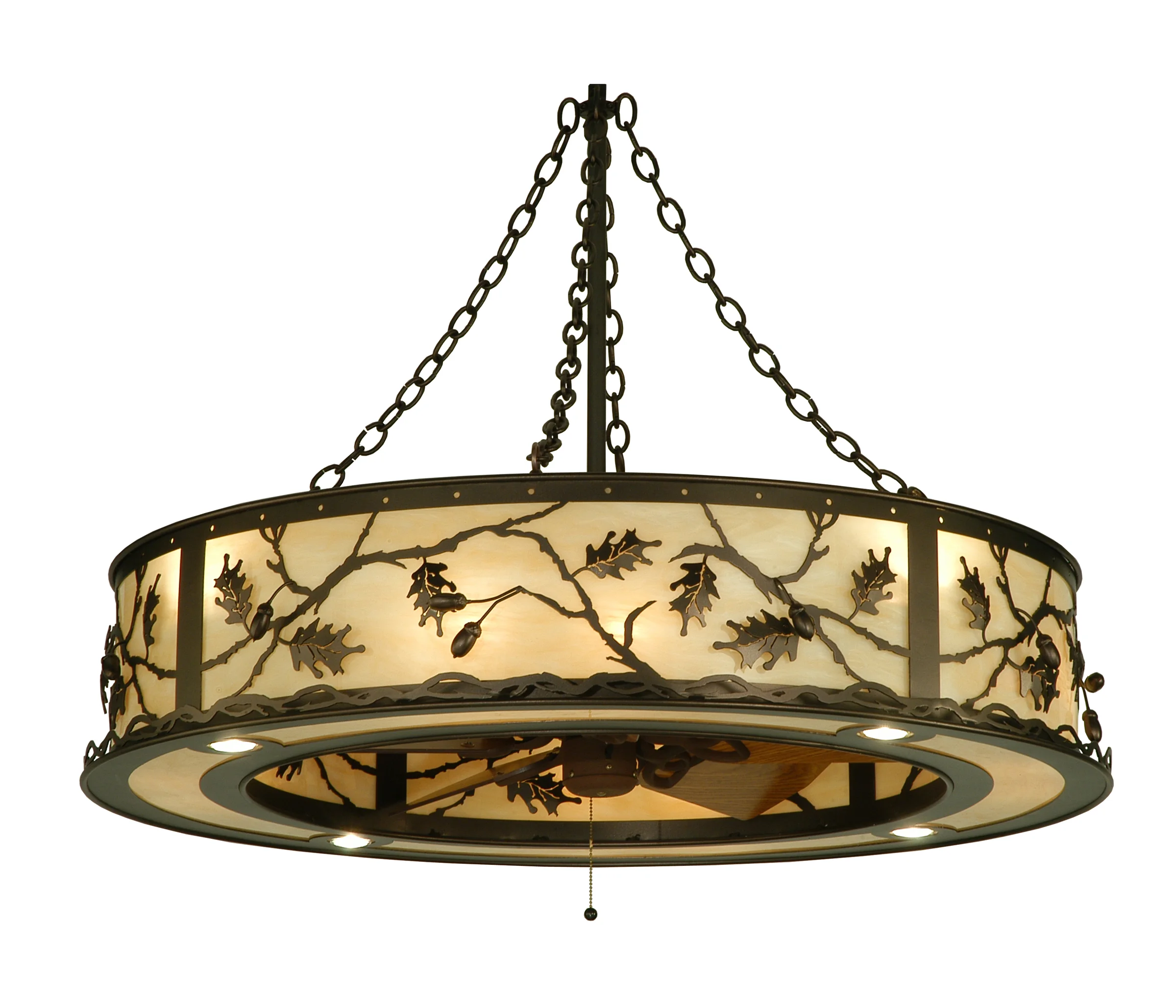 Oak Leaf & Acorn 12 Light Chandelier in Carmel Onyx Acrylic Sb In Ob/Lok