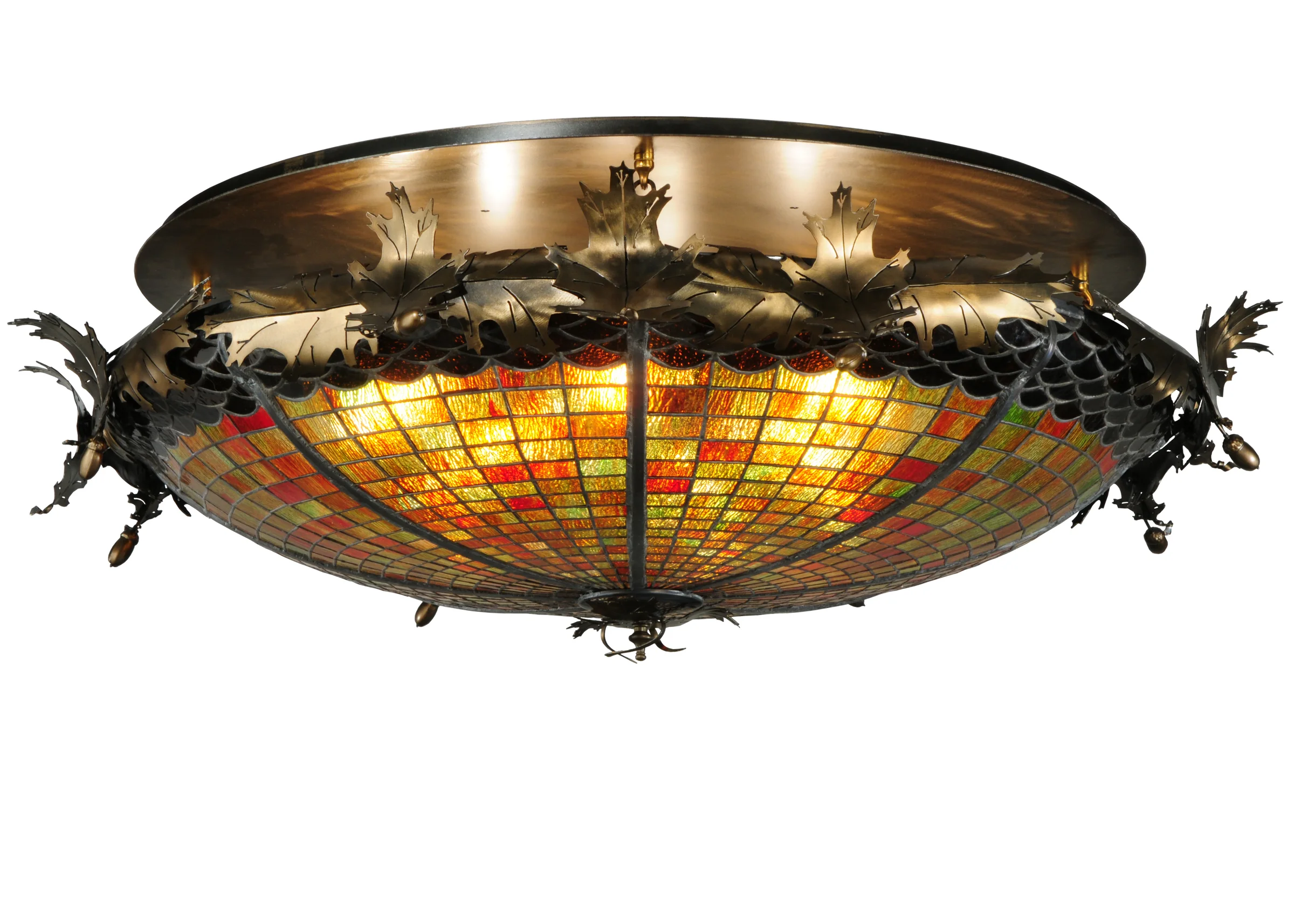 Greenbriar Oak Six Light Semi-Flushmount in Antique Copper