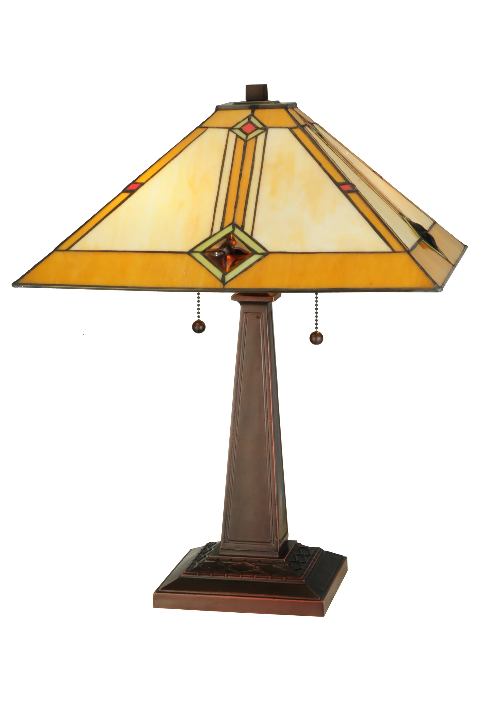 Diamond Mission Two Light Table Lamp in Mahogany Bronze