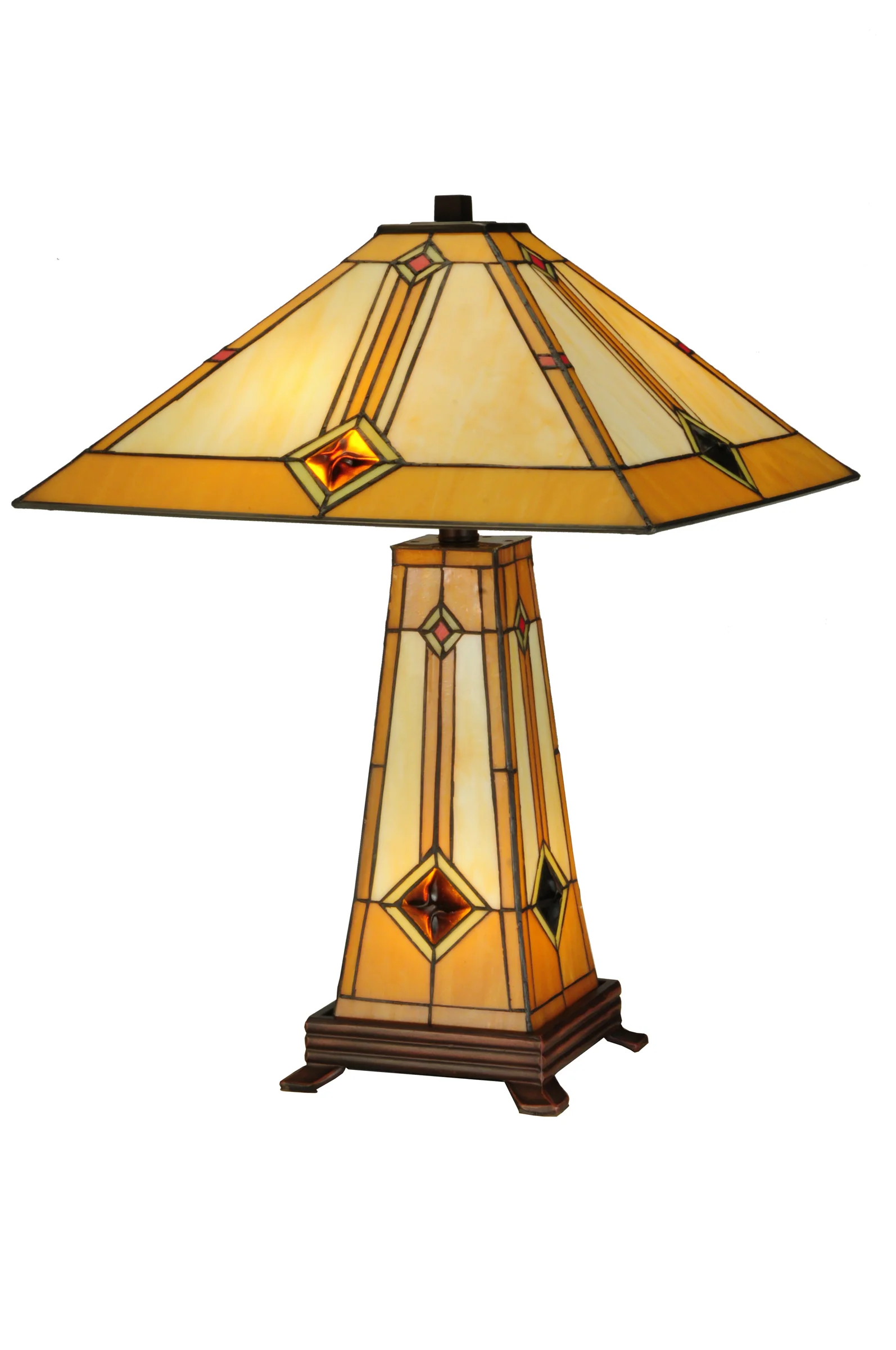Diamond Mission Three Light Table Lamp in Mahogany Bronze