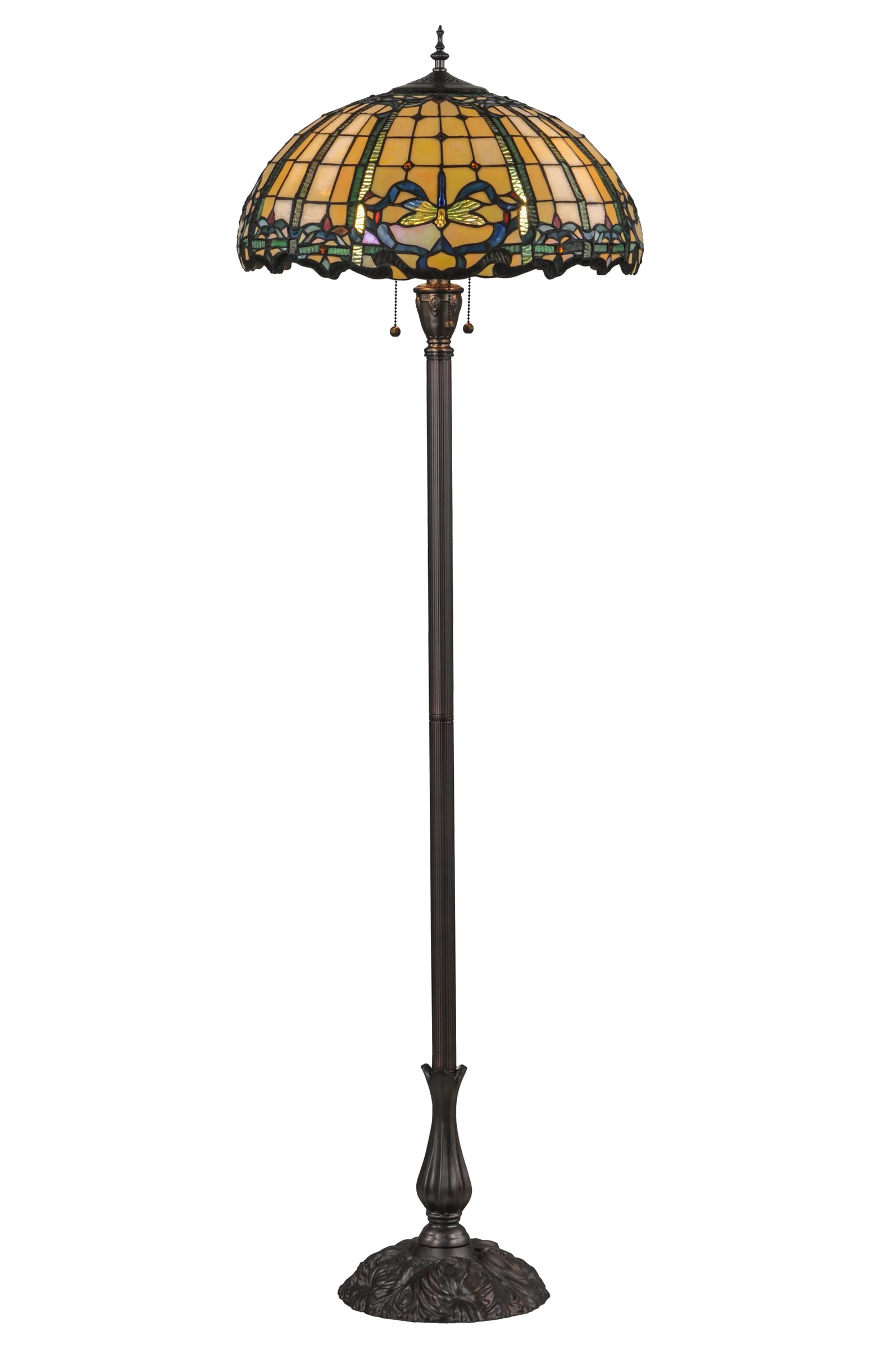 Dragonfly Three Light Floor Lamp in Mahogany Bronze