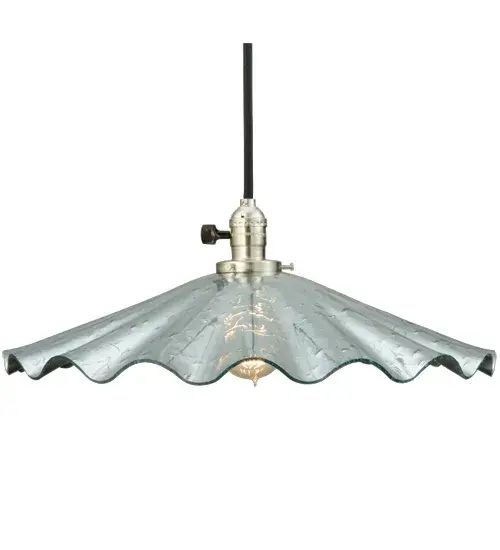 An eclectic lighting design that complements a wide range of interior decor. Galatia offers scalloped Faux Mercury Clear Seeded glass for a unique look. The hardware is enhanced with a stunning Brushed Nickel finish. The fixture is handcrafted by Meyda artisans in our manufacturing facility in the USA. Custom colors; styles and sizes are available. Energy efficient lamping options are offered. - alternate view