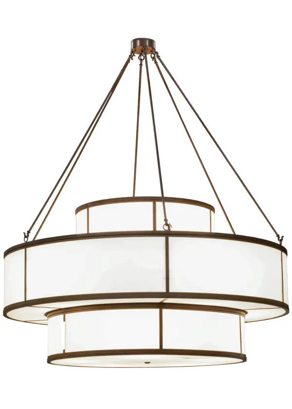 Luscious multi dimensional tiers reveal the clean architectural look of the fixture. Three Statuario Idalight diffusers blend together into a highly fashionable, metropolitan aesthetic that is hard to resist. Clean sophistication features round surfaces and straight lines to enhance a room without overwhelming the interior decor while providing an effective source of light. This pendant is complemented with Rustic Iron finished hardware and delivers perfect illumination for lobbies, foyers, ballrooms and other large spaces. Handcrafted by highly skilled artisans in our 180,000 square manufacturing facility in Yorkville, New York. Available in custom sizes, styles and colors. UL and cUL listed for damp and dry locations. Collection: Jayne Finish: Rustic Iron Glass: Statuario Idalight Width: 66.00" Height: 78.00" Length: 66.00" Weight: 154.00 lb Number of Bulbs: 20 Maximum Wattage: 12.00 W Bulb Type: A19 Bulb Base: GU24 Light Source: LED Material: Steel Country of Origin: USA Safety Listing: Damp Safety Rating: Damp LED