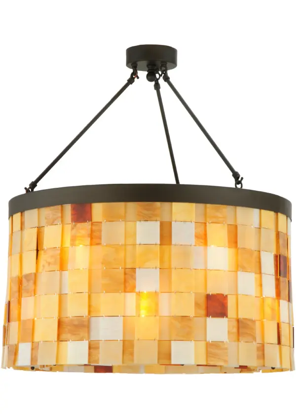 Impeccable interior decor fashion comes to light. A melange of warm colors and textured designs is revealed with miniature Idalight tiles and enhanced with a Statuario Idalight bottom diffuser and a sturdy steel frame hand finished in Oil Rubbed Bronze. This fixture was created by the hands of our artisans at our 180,000 square foot manufacturing facility in Yorkville, New York. Custom sizes, styles and colors are available, as well as dimmable, energy efficient lamping options. The fixture is UL and cUL listed for damp and dry locations. Collection: Cilindro Finish: Oil Rubbed Bronze Glass: Earth Tones Width: 26.75" Height: 31.00" Length: 26.75" Weight: 40.00 lb Number of Bulbs: 12 Maximum Wattage: 25.00 W Bulb Type: T10 Bulb Base: E26 Material: Steel Country of Origin: USA Safety Listing: Damp Safety Rating: Damp