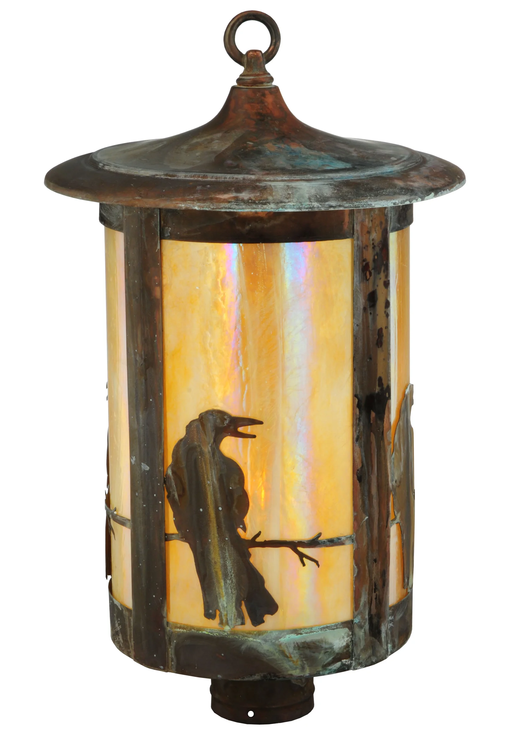 Fulton One Light Post Mount in Vintage Copper