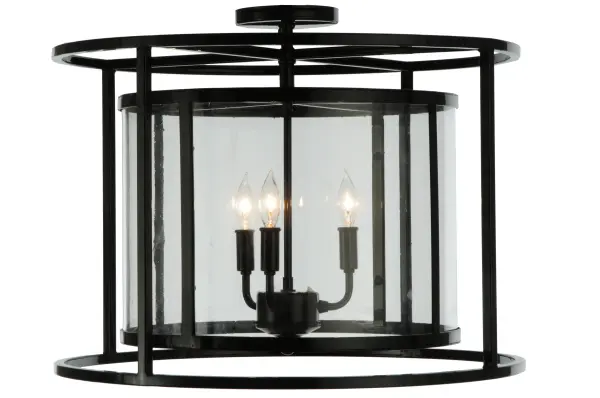 A sophisticated architecturally styled fixture is designed with a pizazz that is unique; fresh and stylish. Give your decor an extra edge with this breathtaking fixture; which is highlighted with a solid steel structure that surrounds a Crystal Idalight lensed cylinder profile revealing 3 Black faux candlelights. The hardware and frame are featured in a handsome Mirror Black finish. Handcrafted in the USA; Kitzi is available in custom sizes; styles and finishes; as well as dimmable energy efficient lamping options. The fixture is UL and CUL listed for damp and dry locations.