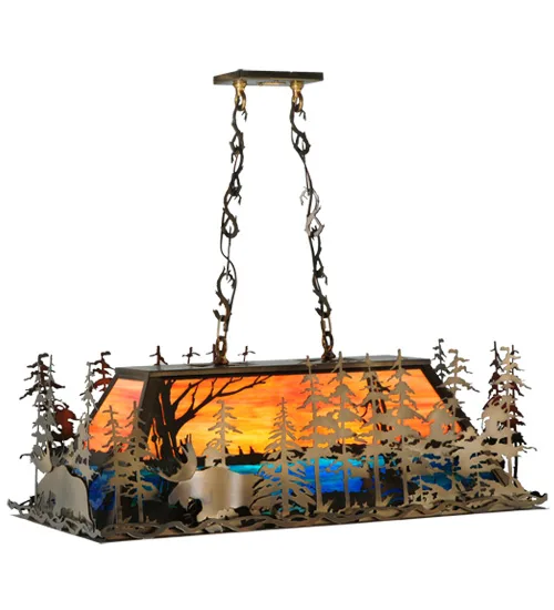 35" Long Moose Through the Trees Oblong Pendant