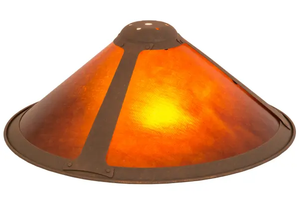 Created in the tradition of American master craftsmen; this lighting shade features stunning Amber Mica; enhanced with an Antique-Rust finished frame. The shade pairs well with a base to create a table or floor lamp; and matches with hardware to create a chandelier; pendant; or wall sconce. The Sutter Shade is featured in our American-designed; handcrafted Arts & Crafts Lighting Collection.