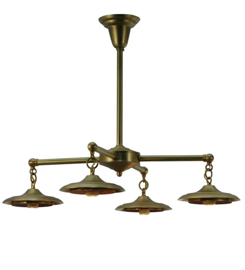 Diamond Craftsman Four Light Pendant Hardware in Natural Brass