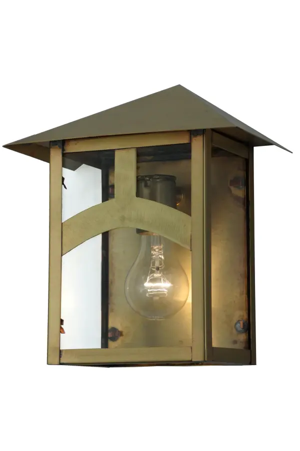 Custom-made from Solid Brass. The stunning Craftsman Signature Seneca design statement is captured with a dramatic Mission-style profile combined with an abstract Hilltop design. The Clear Glass Lens is enhanced with a frame and hardware in a Natural Brass finish. his fixture is ideal for illuminating hallways and entryways in a lake house; man cave; she shed; bar area; or boathouse. The Seneca Hill Top Wall Sconce is featured in our American-made; American-designed; handcrafted Craftsman Signature Series; manufactured in Yorkville; New York. L and cUL listed for dry; damp; and wet locations. ur Build Your Own Craftsman Signature Series features unlimited combinations of styles. The collection is called Build Your Own because it is fully configurable and customizable from size and design to finish and lens color. Marine-grade; solid brass; or copper raw materials are used to ensure that items from the Craftsman Signature Series of outdoor and indoor lighting will stand the test of time; as these premium metals are impervious to most forms of oxidation. and-applied Patina finishes on brass and copper are sealed with a clear varnish and; over time; may require gentle maintenance; such as wax; to delay or reverse the natural living finish attributes indicative of this finishing process. Patina finishes on brass and copper provide strong resistance to fading from sun exposure; will not chip or crack; and will not rust like a steel-framed item in the same conditions. Choose from many style options; or send us your concept today! Call today to learn how to use our website's configuration tool to get an instant item number.