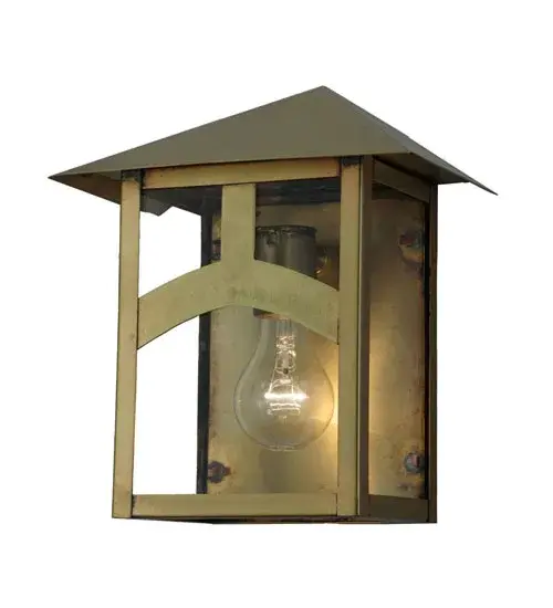 Custom-made from Solid Brass. The stunning Craftsman Signature Seneca design statement is captured with a dramatic Mission-style profile combined with an abstract Hilltop design. The Clear Glass Lens is enhanced with a frame and hardware in a Natural Brass finish. his fixture is ideal for illuminating hallways and entryways in a lake house; man cave; she shed; bar area; or boathouse. The Seneca Hill Top Wall Sconce is featured in our American-made; American-designed; handcrafted Craftsman Signature Series; manufactured in Yorkville; New York. L and cUL listed for dry; damp; and wet locations. ur Build Your Own Craftsman Signature Series features unlimited combinations of styles. The collection is called Build Your Own because it is fully configurable and customizable from size and design to finish and lens color. Marine-grade; solid brass; or copper raw materials are used to ensure that items from the Craftsman Signature Series of outdoor and indoor lighting will stand the test of time; as these premium metals are impervious to most forms of oxidation. and-applied Patina finishes on brass and copper are sealed with a clear varnish and; over time; may require gentle maintenance; such as wax; to delay or reverse the natural living finish attributes indicative of this finishing process. Patina finishes on brass and copper provide strong resistance to fading from sun exposure; will not chip or crack; and will not rust like a steel-framed item in the same conditions. Choose from many style options; or send us your concept today! Call today to learn how to use our website's configuration tool to get an instant item number. - alternate view