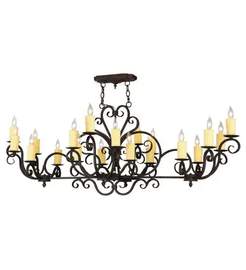Graceful elegance and a distinctive refinement are reflected in this appealing lighting masterpiece. This chandelier renders an exquisite design featured in a Coffee Bean finish and adorned with Hand-Forged Iron Scrollwork accents. 20 White faux candlelights are perched on delicate bobeches and designed for beautiful ambient light. The overall height ranges from 26 to 61 inches as the chain length can be easily adjusted in the field to accommodate your specific lighting application needs. Custom crafted by highly skilled artisans in our 180;000 square foot manufacturing facility in Yorkville; New York. Candlelight colors; metal finishes and fixture sizes can be customized to your needs. UL and cUL listed for dry and damp locations. - alternate view