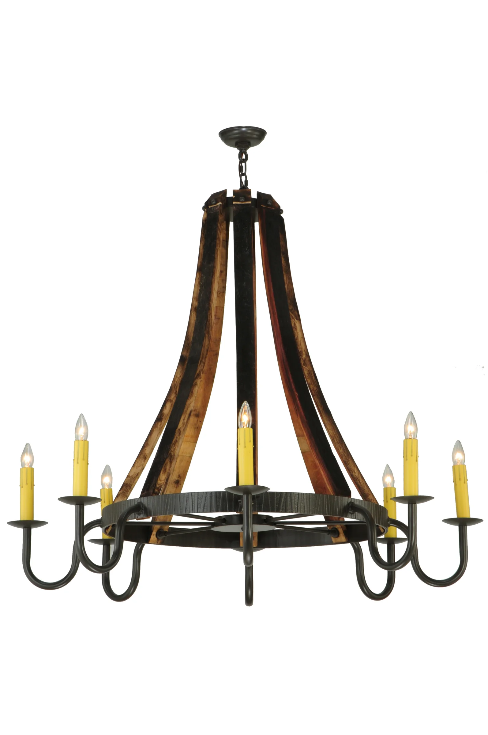 Barrel Stave Eight Light Chandelier in Timeless Bronze