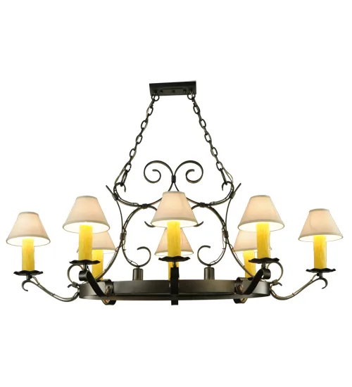 56"L Handforged Oval 8 LT W/Downlights Chandelier