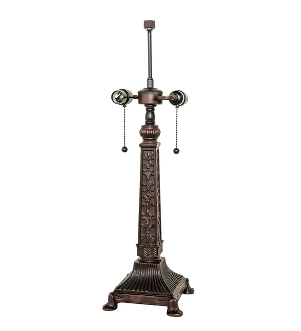 Every Meyda Tiffany item is a unique handcrafted work of art. Natural variations in the wide array of materials that we use to create each Meyda product make every item a masterpiece of its own. Photographs are a general representation of the product. Colors and designs will vary. Finish: Mahogany Bronze Width: 10.00" Height: 27.00" Length: 7.50" Weight: 3.50 lb Number of Bulbs: 2 Maximum Wattage: 60.00 W Bulb Type: A19 Bulb Base: E26 Material: Zinc/Steel Country of Origin: CHINA Safety Rating: Dry
