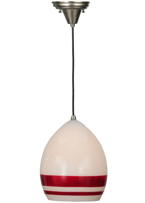 Every Meyda Tiffany item is a unique handcrafted work of art. Natural variations in the wide array of materials that we use to create each Meyda product make every item a masterpiece of its own. Photographs are a general representation of the product. Colors and designs will vary. Collection: Magellan Finish: Nickel Glass: White/Red Stripe Width: 9.25" Height: 15.00" Length: 9.25" Weight: 3.50 lb Extension from Wall: 7.50" Number of Bulbs: 1 Maximum Wattage: 60.00 W Bulb Type: A19 Bulb Base: E26 Country of Origin: USA Safety Listing: Damp Safety Rating: Damp