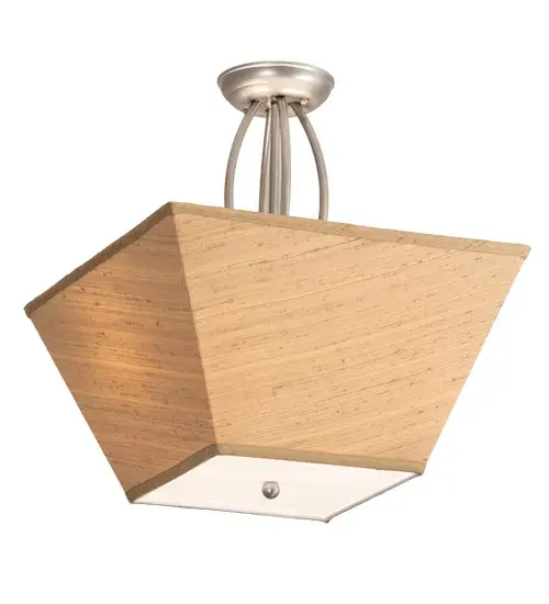 Offering a casual chic look; Cesta evokes an understated; visually appealing Silk Opal pattern fabric shade with a Statuario Idalight diffuser. The attractive fixture features hardware finished in Brushed Nickel. Custom crafted by our artisans in our 180;000 square foot manufacturing facility in Yorkville; New York; in the USA. Options include dimmable energy efficient lamping such as LED; as well as custom sizes; styles and colors. UL and cUL listed for damp and dry locations. - alternate view