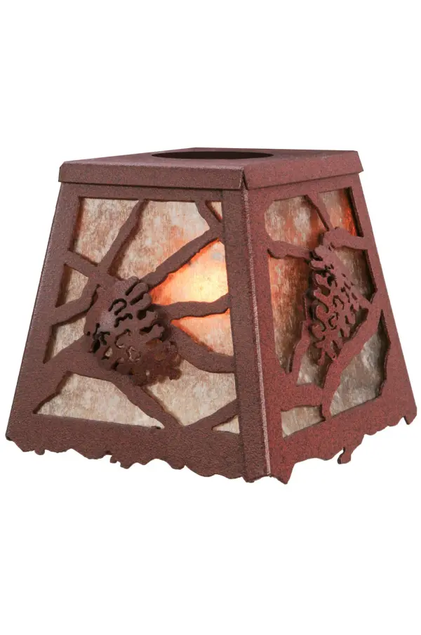 Every Meyda Tiffany item is a unique handcrafted work of art. Natural variations in the wide array of materials that we use to create each Meyda product make every item a masterpiece of its own. Photographs are a general representation of the product. Colors and designs will vary. Finish: Rust/Wrought Iron Glass: Silver Mica Width: 8.50" Height: 5.50" Length: 6.00" Weight: 1.50 lb Number of Bulbs: 3 Bulb Base: Candelabra Material: Steel Country of Origin: USA Safety Listing: Dry Safety Rating: Dry