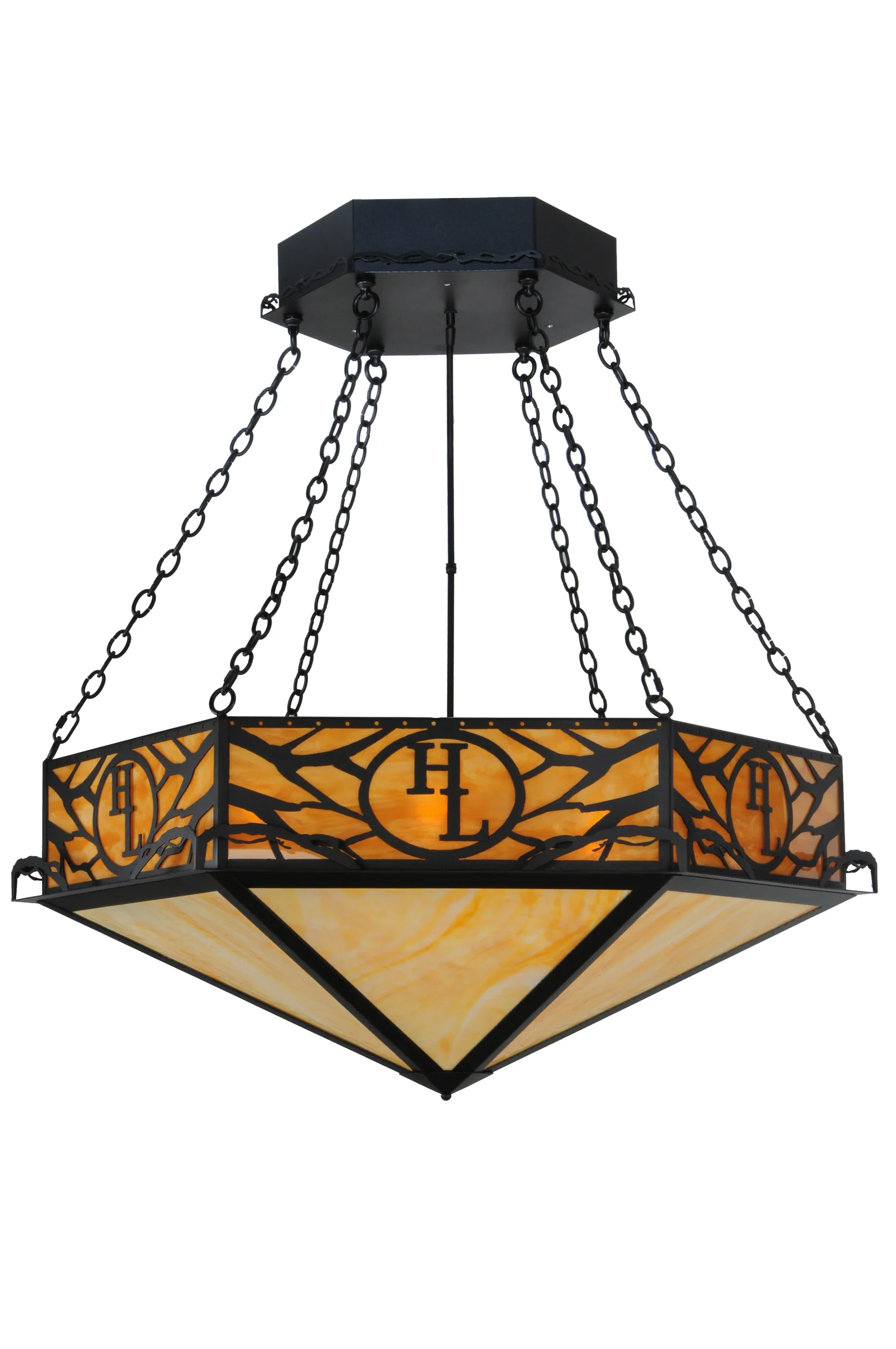 48"W Hexagon "HL" Logo Inverted Pendant
