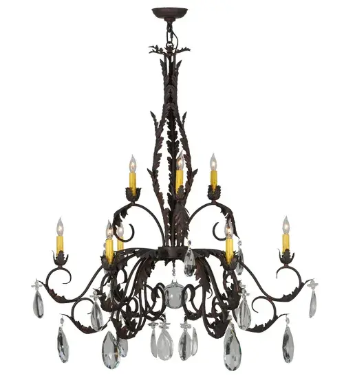 38.5" Wide New Country French 9 Light Chandelier - Image 1
