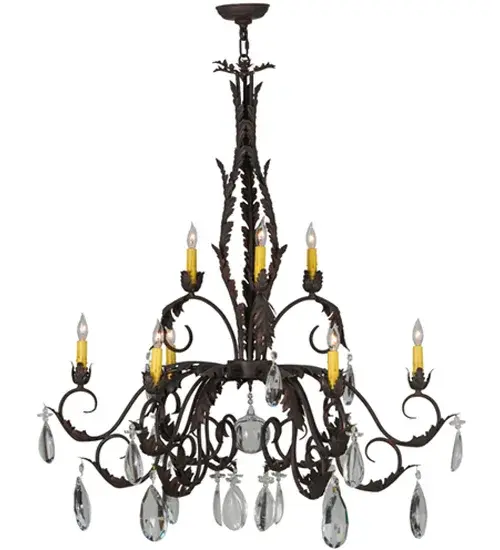 38.5" Wide New Country French 9 Light Chandelier - Image 2