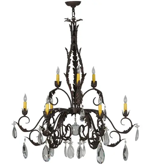 38.5" Wide New Country French 9 Light Chandelier - Image 3