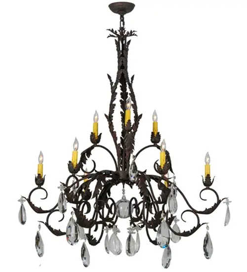38.5" Wide New Country French 9 Light Chandelier - Image 4