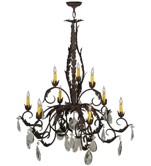 38.5" Wide New Country French 9 Light Chandelier - Image 5