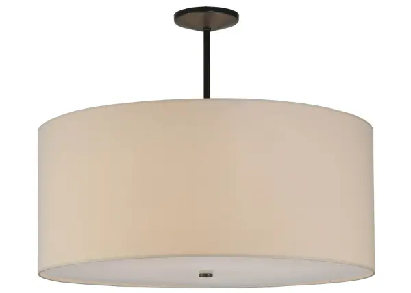 Designed with a curvaceous profile, this versatile pendant defines a distinctive sophisticated aesthetic. The Natural Textrene shade is complemented with in an Timeless Bronze finished hardware & enhanced with a Statuario Idalight bottom diffuser. Overall height ranges from 19 to 78 inches as the stem is field cuttable to accommodate your specific lighting application needs. Custom crafted by highly skilled artisans in our 180,000 square foot manufacturing facility in Yorkville, NY. Custom sizes, finishes and diffuser colors available. UL and cUL listed for dry and damp locations however we do not recommend installing it in spaces that experience a large amount of moisture due to the fabric shade. Collection: Cilindro Finish: Timeless Bronze Glass: Natural Textrene & Statuario Idalight Width: 36.00" Height: 19.00" Length: 36.00" Weight: 71.00 lb Number of Bulbs: 6 Maximum Wattage: 60.00 W Bulb Type: A19 Bulb Base: E26 Material: Steel Country of Origin: USA Safety Listing: Damp Safety Rating: Damp