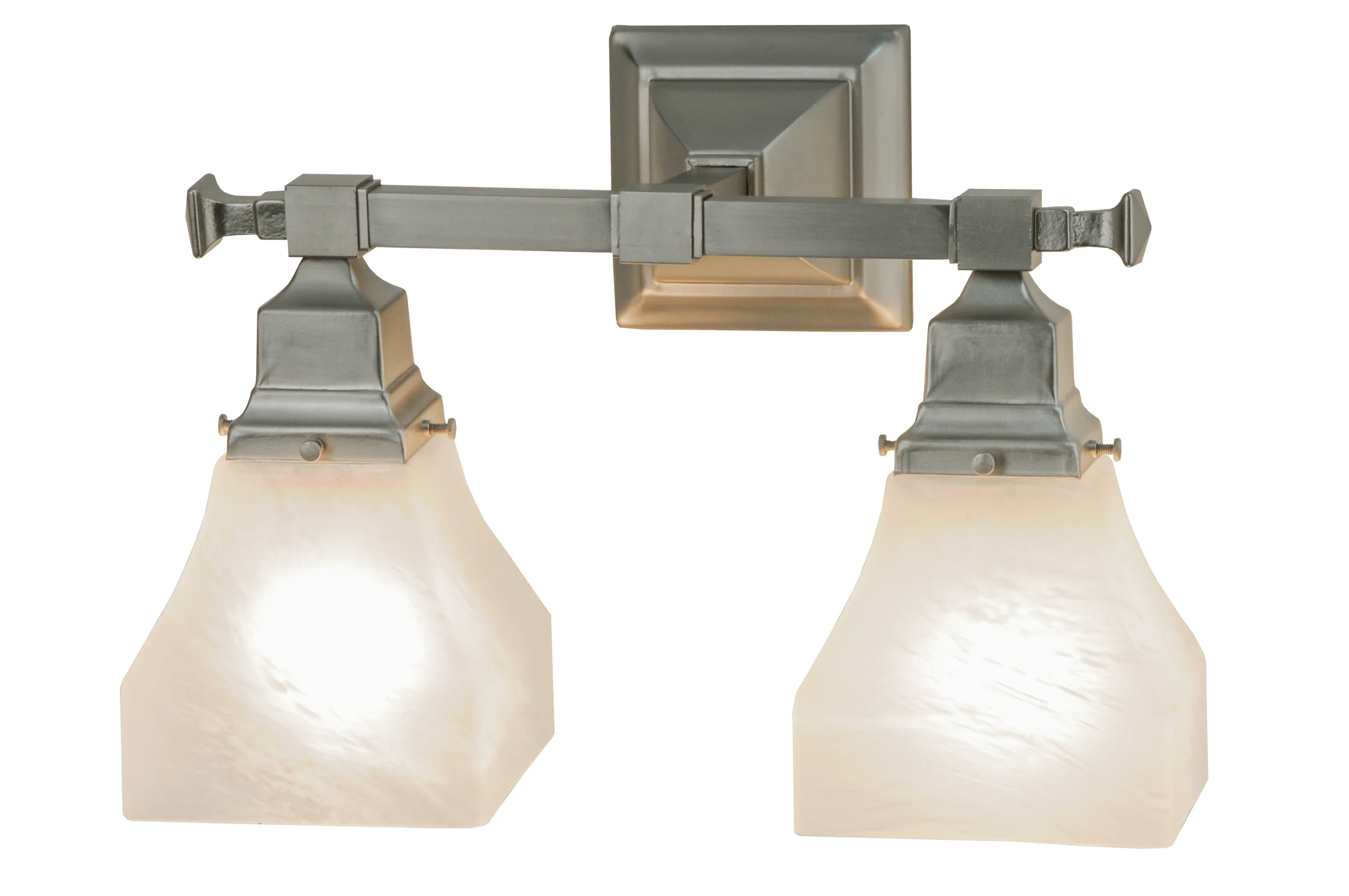 14.5" Wide Bungalow White Alabaster Swirl 2 Light Vanity Light