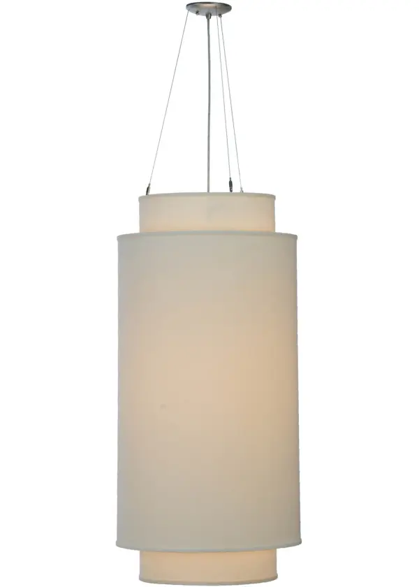 Every Meyda Tiffany item is a unique handcrafted work of art. Natural variations in the wide array of materials that we use to create each Meyda product make every item a masterpiece of its own. Photographs are a general representation of the product. Colors and designs will vary. Collection: Cilindro Finish: Nickel Glass: Natural Linen Width: 20.00" Height: 48.00" Length: 20.00" Weight: 12.00 lb Number of Bulbs: 3 Maximum Wattage: 100.00 W Bulb Type: A19 Bulb Base: E26 Material: Steel Country of Origin: USA Safety Listing: Damp Safety Rating: Damp