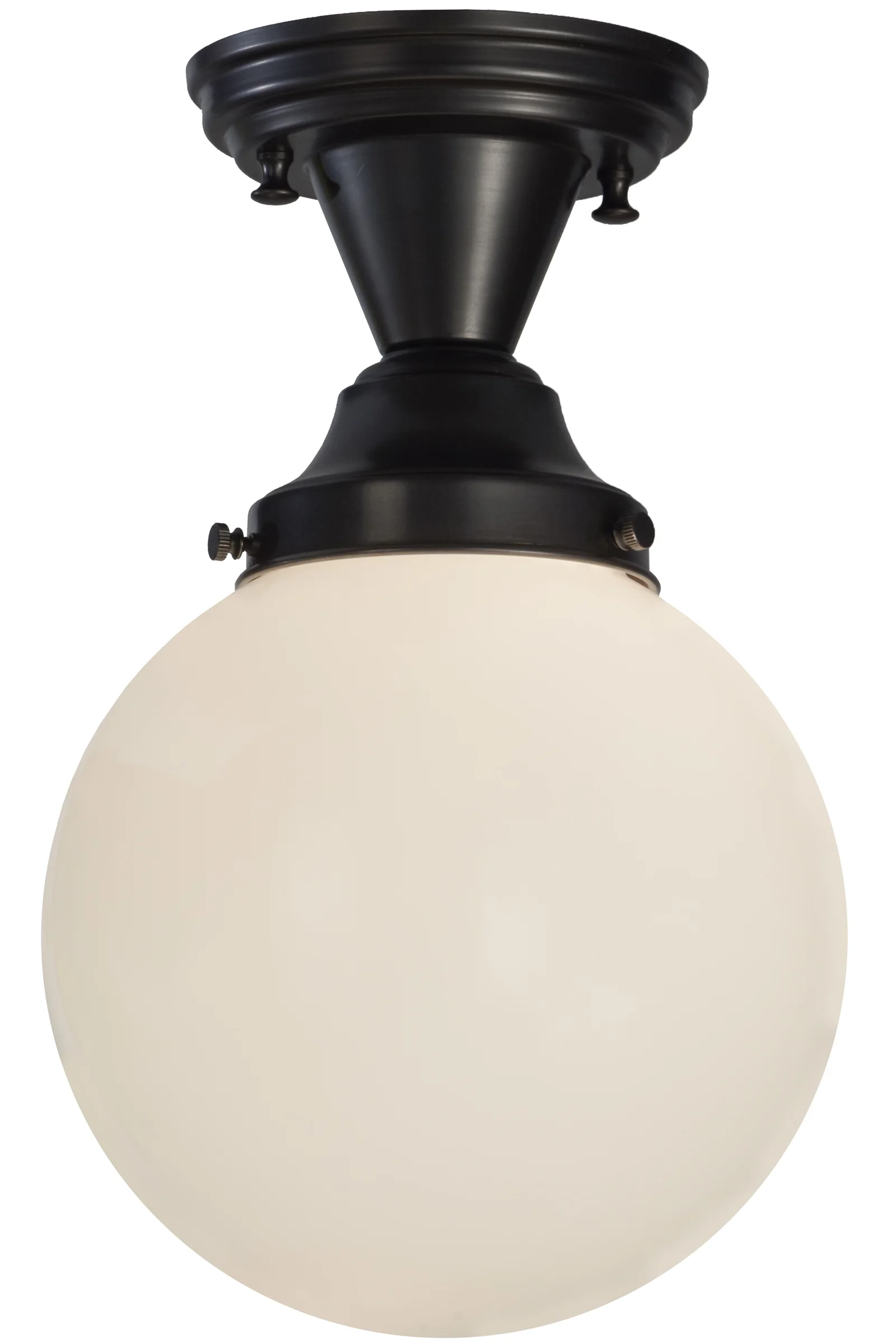 8"W Revival Schoolhouse White Globe Semi-Flushmount
