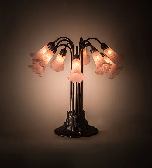 24"H Pink Pond Lily 10 LT Table Lamp