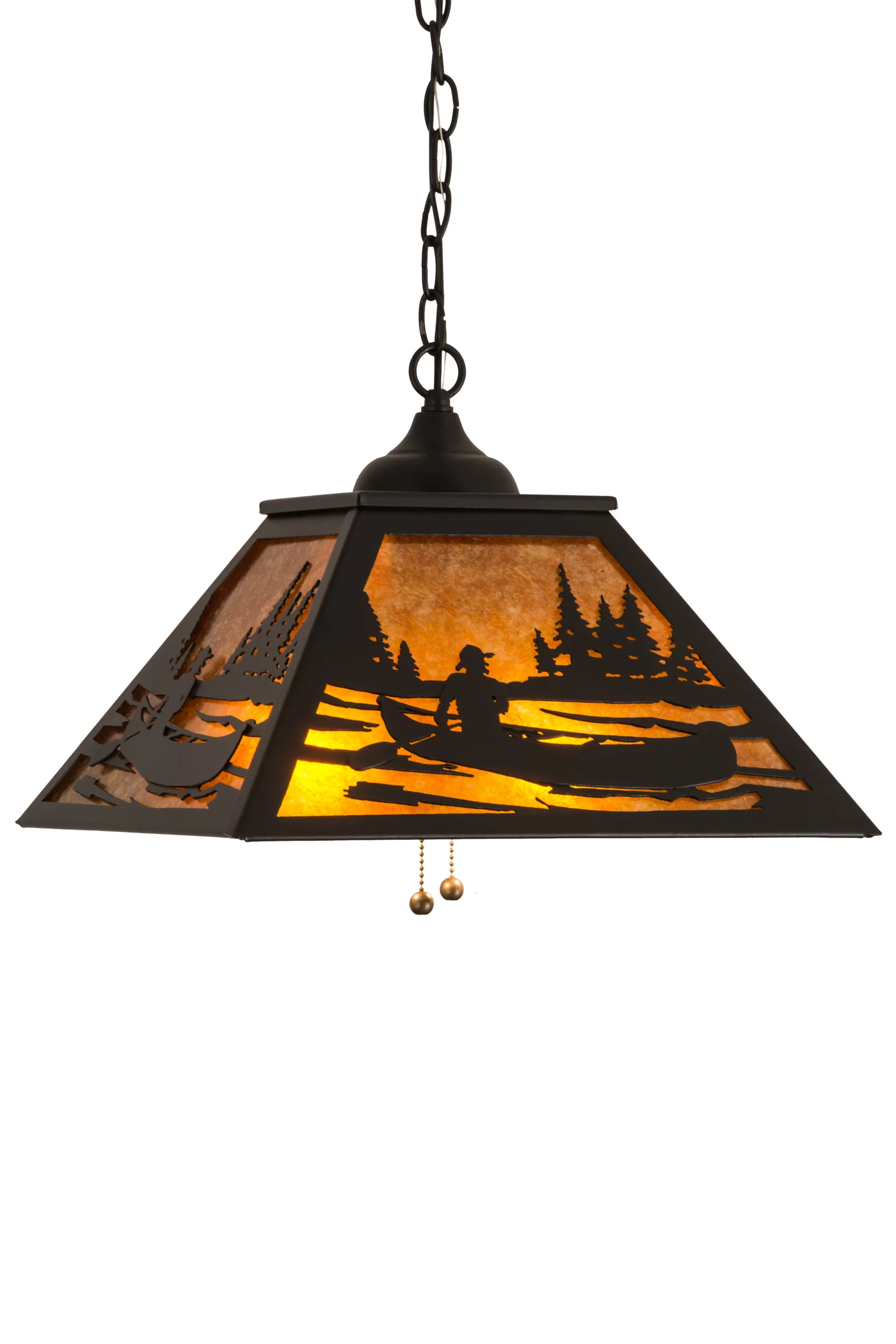 Canoe Two Light Pendant in Textured Black